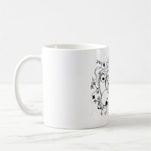 Caneca De Café Escondido no jardim. - Desenho a tinta