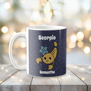 Caneca De Café Escorpião do Zodíaco Personalizado Ilustrado Fofo