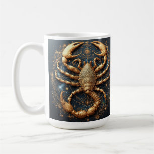 Caneca De Café Escorpião Sobre um Mandala Astral Dourado Detalhad