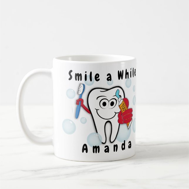 Caneca De Café Escove seus dentes sorriem um quando (Esquerda)