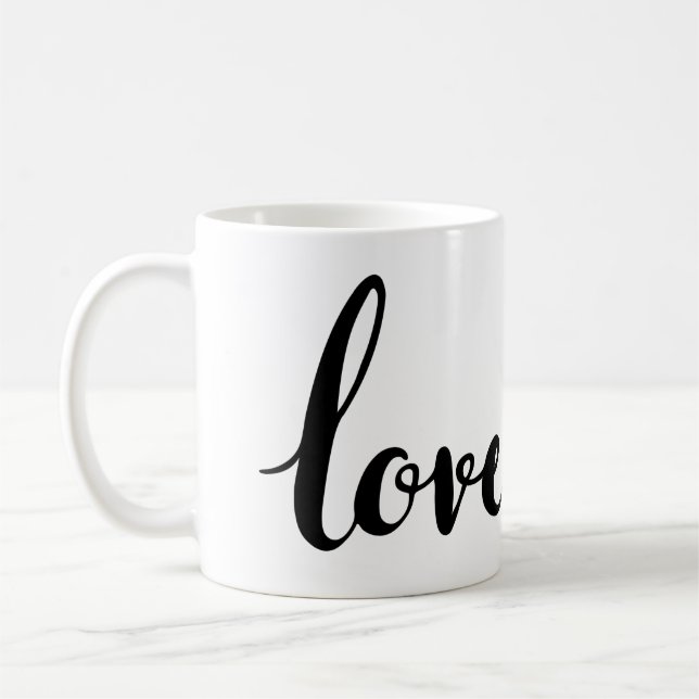 Caneca De Café escrevendo cursiva de amor (Esquerda)