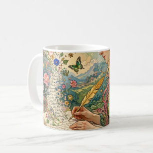 Caneca De Café Escrevendo o Mundo Art Nouveau