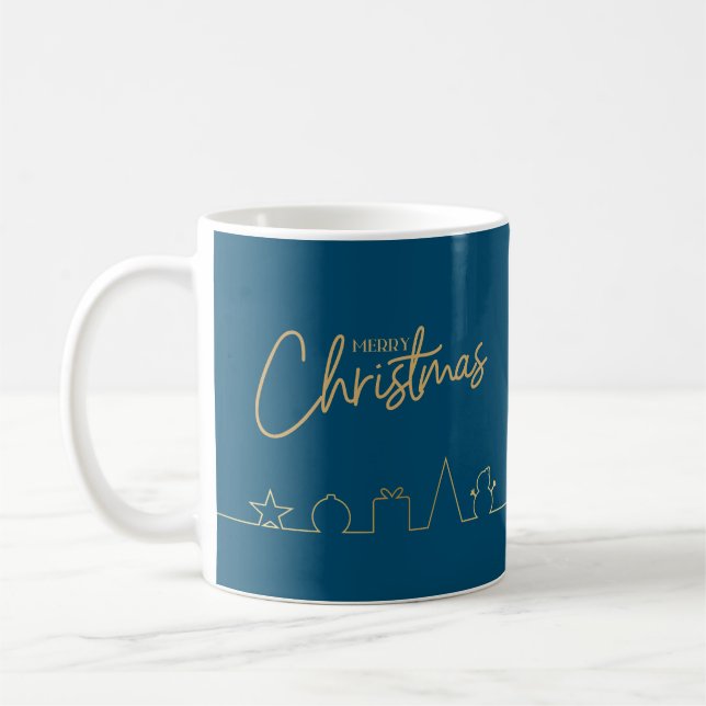 Caneca De Café Escrita Dourada de Natal Elegante (Esquerda)