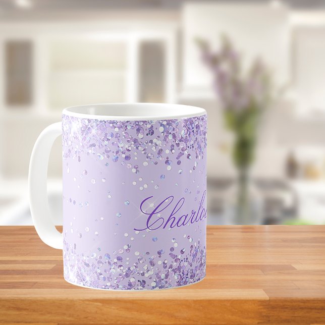 Caneca De Café Escrita elegante com nome de poeira da lavanda vio (Criador carregado)