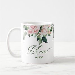 Caneca De Café Escrita Floral Cor-de-rosa-claro Mãe Coffee Mug