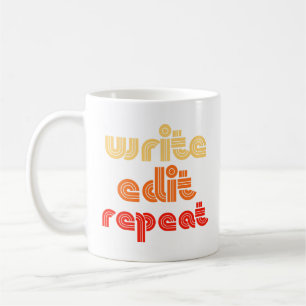 Caneca De Café escrita retro editar repetir