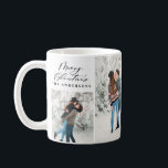 Caneca De Café Escrito elegante de 5 fotos de Natal, mínimo moder<br><div class="desc">Moderno mínimo elegante 5 fotos com roteiro de Natal, design de caneca de Natal. Para trás e branco.</div>
