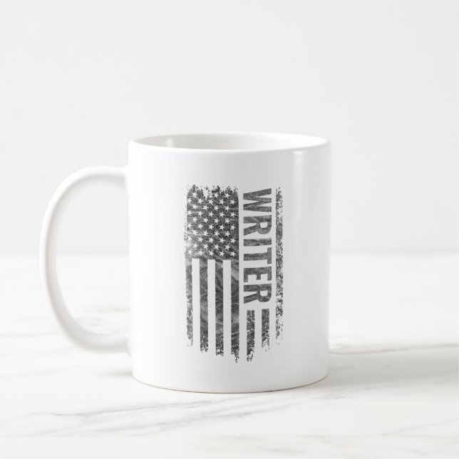 Caneca De Café Escritor Bandeira EUA Desenho Distorcida (Esquerda)