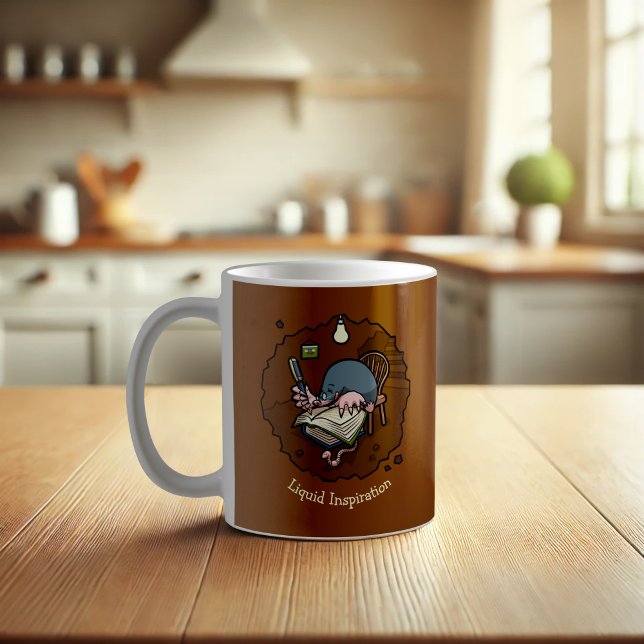 Caneca De Café Escritor Ou Estudante De Cartoon Bonito Com Livros (Criador carregado)