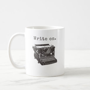 Caneca De Café Escritores Coffee Mug, máquina de escrever, coraçã