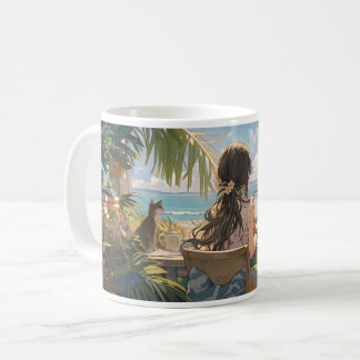 Caneca De Café Escritório de animação perto do mar