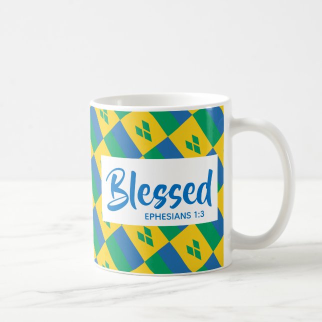 Caneca De Café Escritura Cristã de Ephesianos Abençoados pela rua (Direita)