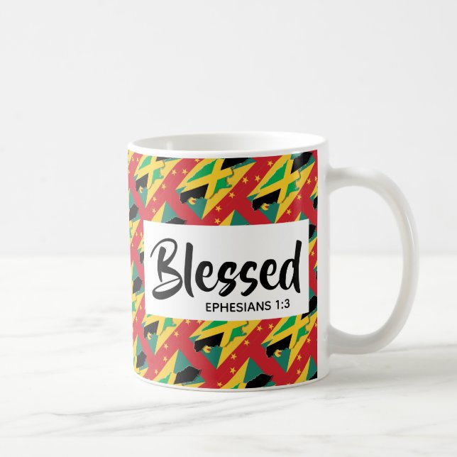 Caneca De Café Escritura Cristã JAMAICA GRENADA Dupla Abençoada (Direita)