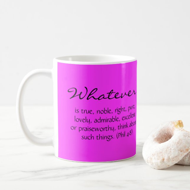 Caneca De Café Escritura da Flor Rosa (Com Donut)