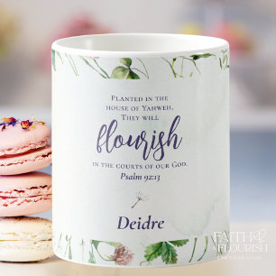 Caneca De Café Escritura de Flor Silvestre Elegante Personalizada