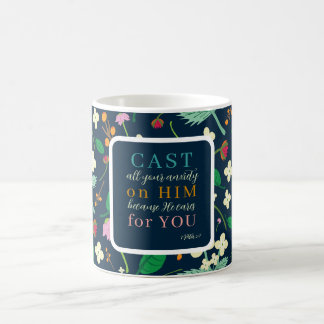 Caneca De Café Escritura Floral 1 Peter 5:7