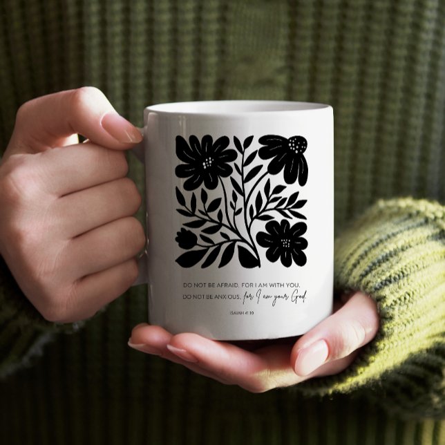 Caneca De Café Escritura Floral de Bíblia Cristã Versa Inspiração (Criador carregado)