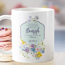 Caneca De Café Escritura Floral Elegante Primavera Personalizada