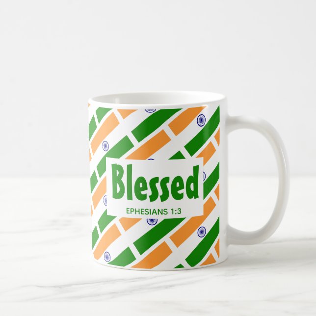 Caneca De Café Escritura personalizada INDIA FLAG BLESSED Indian (Direita)