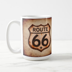 Caneca De Café Escudo Angustiado Retro Mother Road Americana