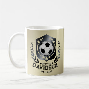 Caneca De Café Escudo Clássico de Futebol Texto e Fundo Persona