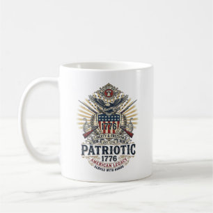 Caneca De Café Escudo de Batalha Patriótico 1776 Símbolo Inspirad