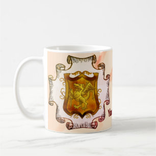 Caneca De Café Escudo de Dragões Brasão de Família Sobrenome 