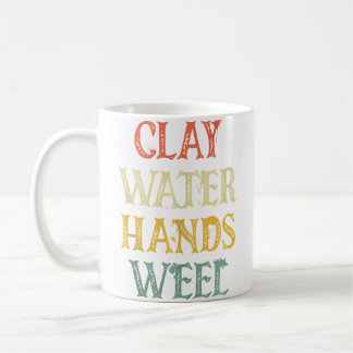 Caneca De Café Escultura de Argila Água Mãos Roda de Oleiro Louça