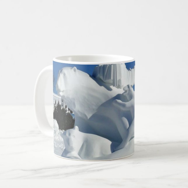 Caneca De Café Escultura de Neve do Urso Polar, Quebec, Canadá (Frente Esquerda)