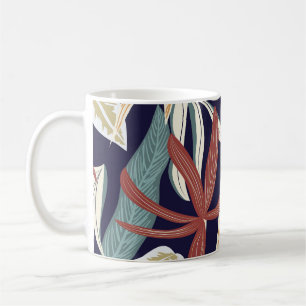 Caneca De Café Escuro tropical: Impressão de planta criativa