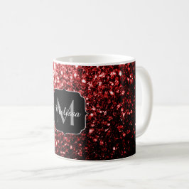 Caneca De Café Escuro Vermelho Escuro brilha Glamor Monograma