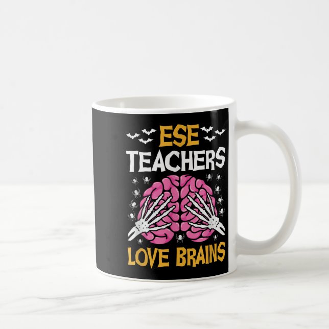 Caneca De Café Ese Teacher Love Brains Funny Halloween School  (Direita)