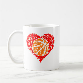 Caneca De Café Esfera de Basquetebol Desportiva Coração Vermelho