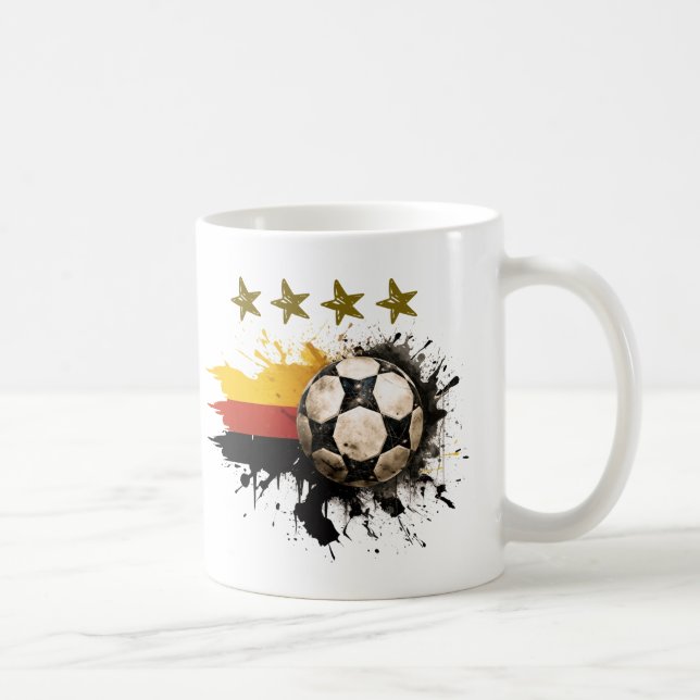 Caneca De Café Esfera de futebol com bandeira alemã e quatro estr (Direita)
