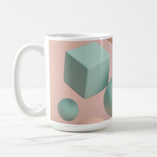 Caneca De Café Esferas Geométricas Pastel Cubos