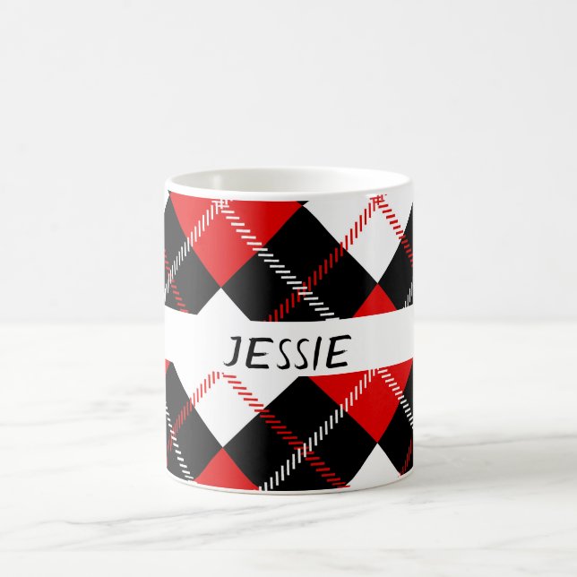 Caneca De Café Esfestivo Red Black White Argyle (Centro)