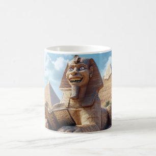 Caneca De Café Esfinge engraçado lendo o antigo livro no Egito