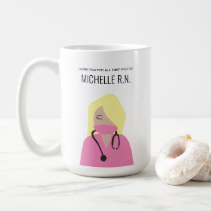 Caneca De Café Esfregões cor-de-rosa na Enfermeira loira a desen