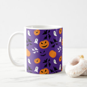 Caneca De Café Esfregões de abóboras do Halloween morcegos divert