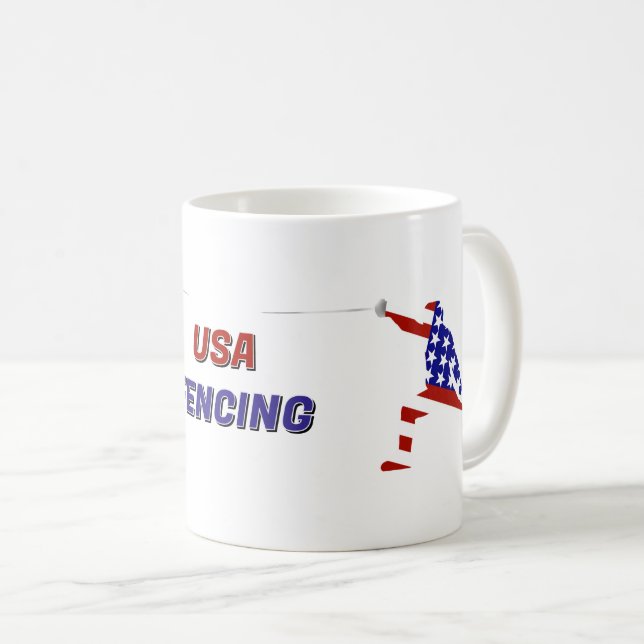 Caneca De Café Esgrima Patriótica dos EUA Em Guarda (Frente Esquerda)