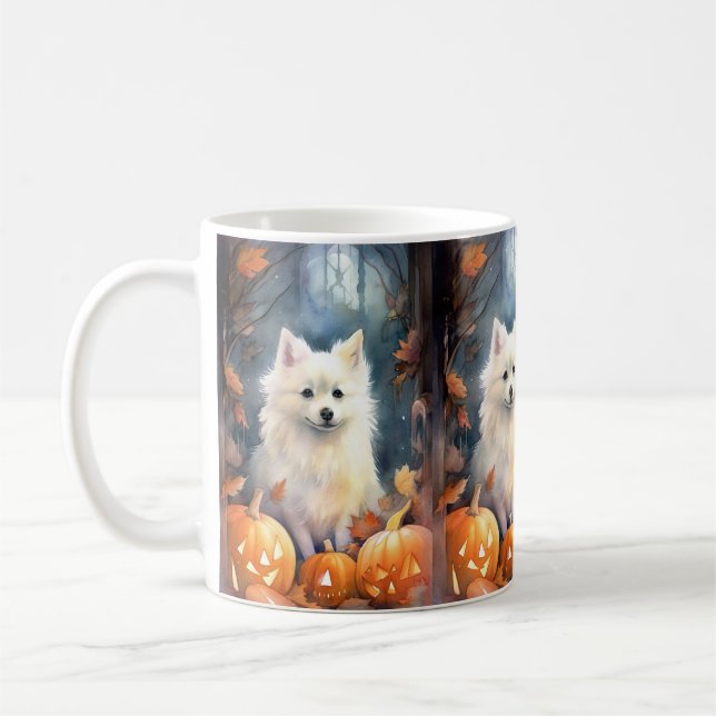 Caneca De Café Eskimo Americano Halloween Com Pumpkins Assustado (Esquerda)