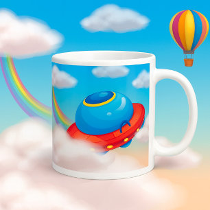 Caneca De Café Espachante de OVNI Colorida que Atravessa Nuvens
