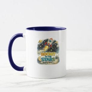 Caneca de Café Espacial Fofa Foguete para as Estre