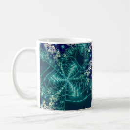 Caneca De Café Espaço | Arte Fractal Azul e Branca
