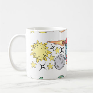 Caneca De Café Espaço Exterior: Portas Vintage Desenhadas À Mão