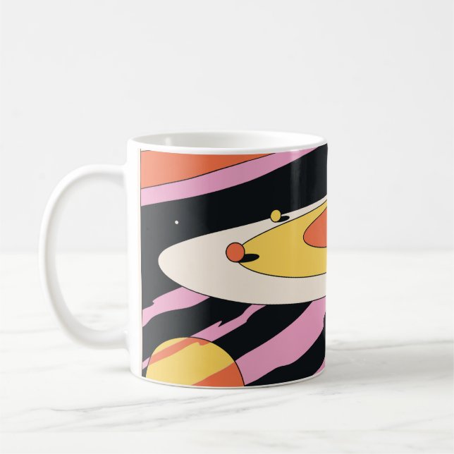 Caneca De Café Espaço Psicodélico: Formas Geométricas dos anos 70 (Esquerda)