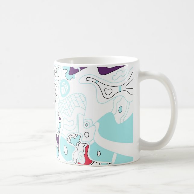 Caneca De Café Espaço Turquesa, Abstrato (Direita)