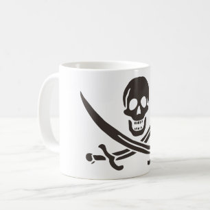 Caneca De Café Espadas de crânio de obsidiana Bandeira pirata de 