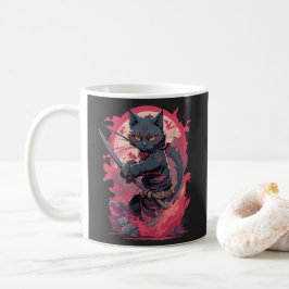 Caneca De Café Espalhamento de fogo em branco Ninja, guerreiro de