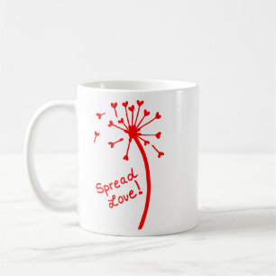 Caneca De Café Espalhar o amor Dandelion com sementes de corações